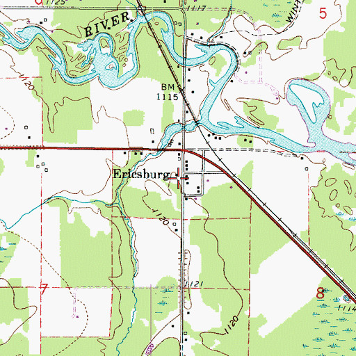Topographic Map of Ericsburg, MN