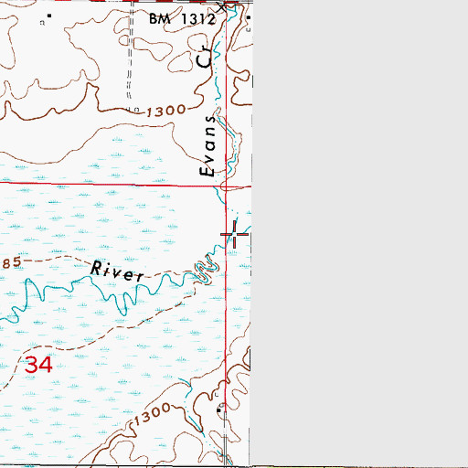 Topographic Map of Evans Creek, MN
