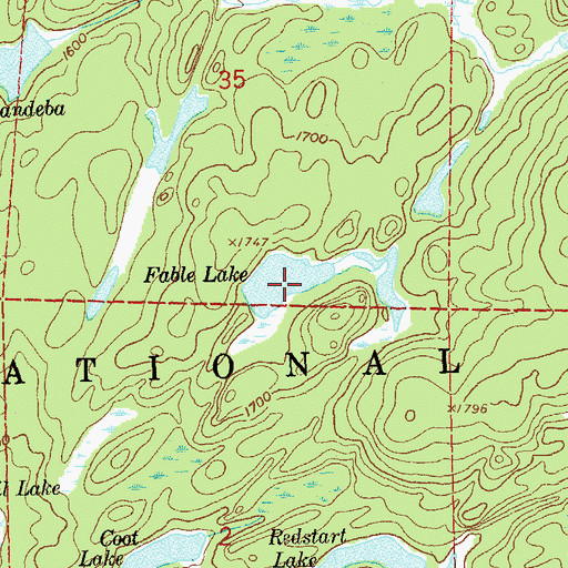 Topographic Map of Fable Lake, MN