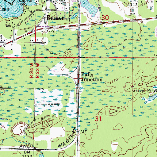 Topographic Map of Falls Junction, MN