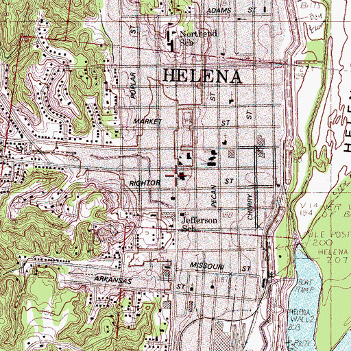 Topographic Map of First Baptist Church, AR