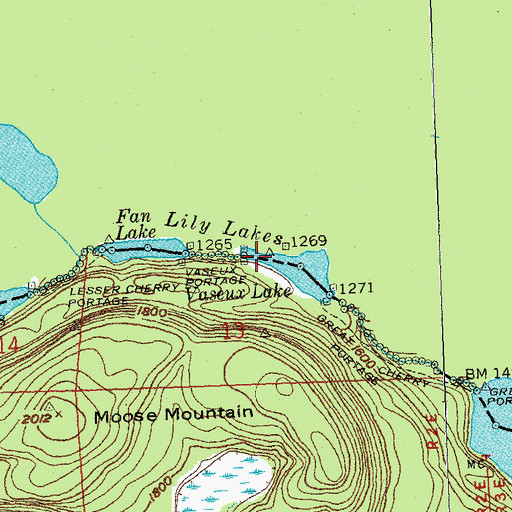 Topographic Map of Fan Lily Lakes, MN