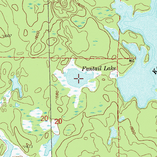 Topographic Map of Fantail Lake, MN