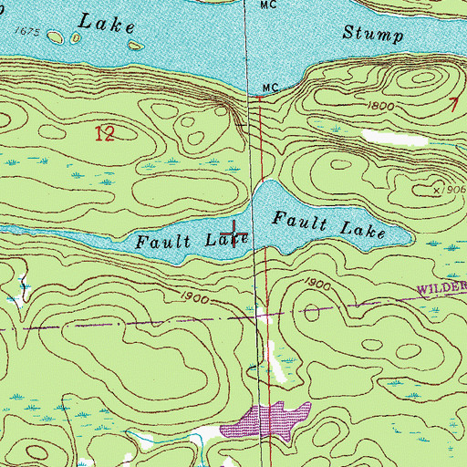 Topographic Map of Fault Lake, MN