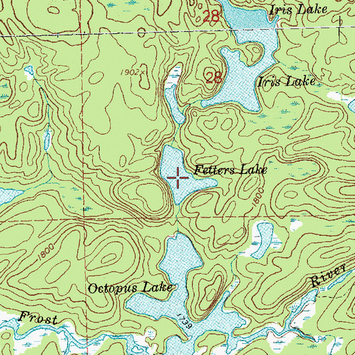 Topographic Map of Fetters Lake, MN