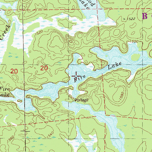 Topographic Map of Fire Lake, MN