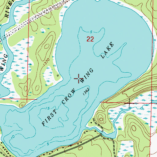 Topographic Map of First Crow Wing Lake, MN
