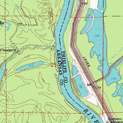 Topographic Map of Girard Reach, AR