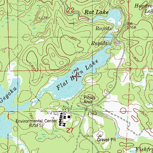 Topographic Map of Flat Horn Lake, MN
