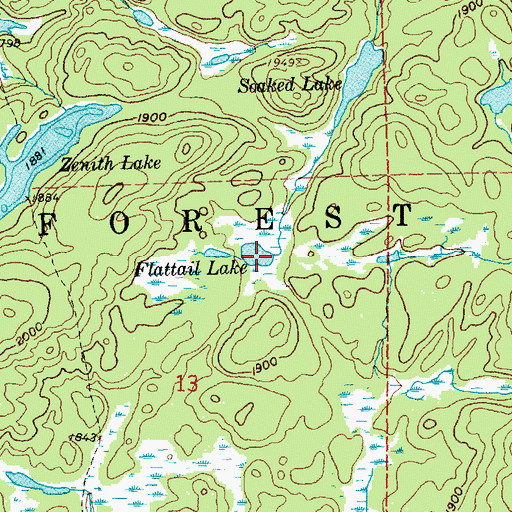 Topographic Map of Flattail Lake, MN