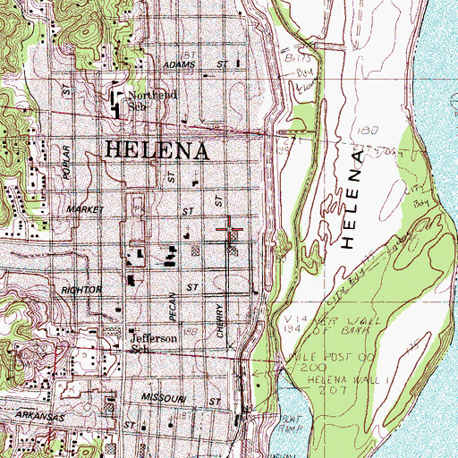 Topographic Map of Helena City Hall, AR