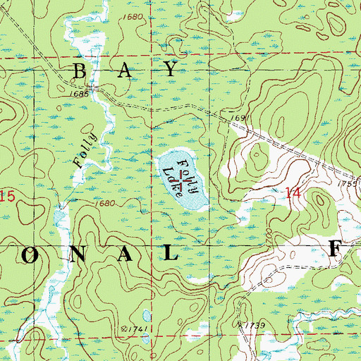 Topographic Map of Folly Lake, MN