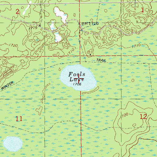 Topographic Map of Fools Lake, MN