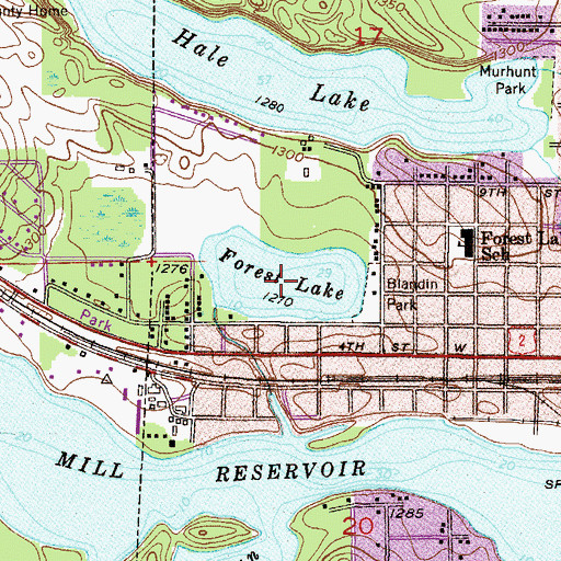 Topographic Map of Forest Lake, MN