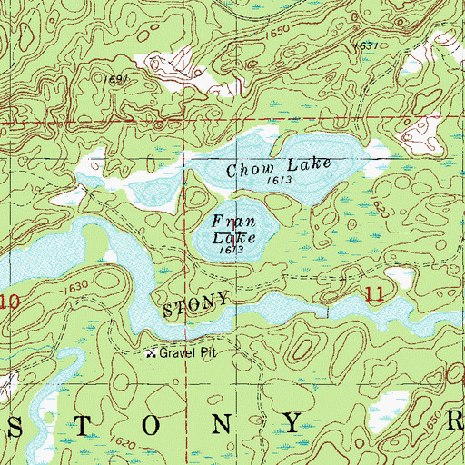 Topographic Map of Fran Lake, MN