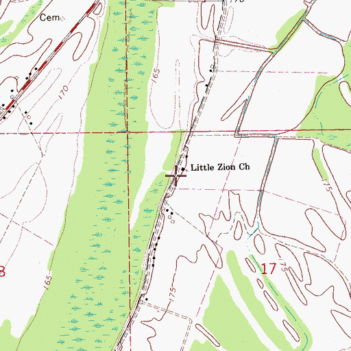 Topographic Map of Little Zion School (historical), AR