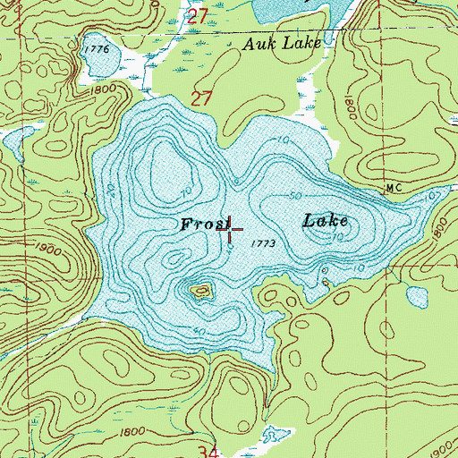 Topographic Map of Frost Lake, MN