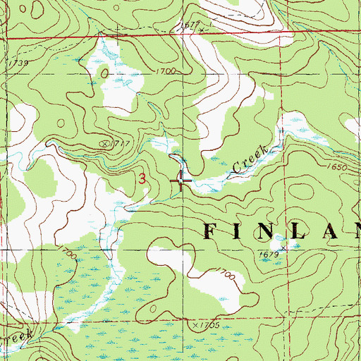 Topographic Map of Fry Creek, MN