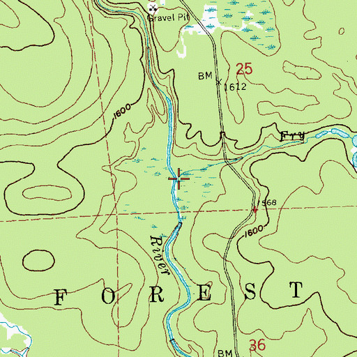 Topographic Map of Fry Creek, MN