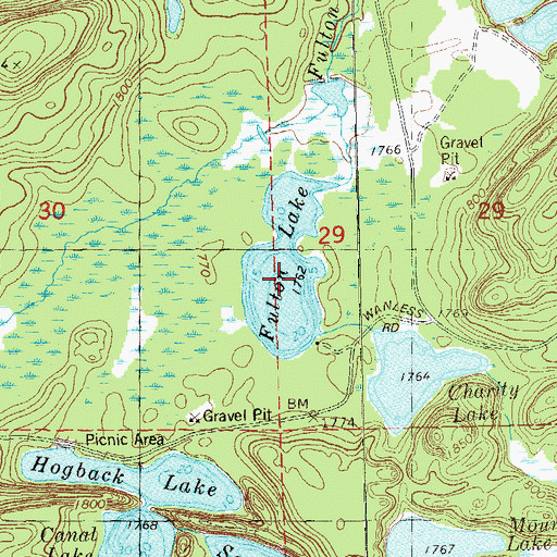Topographic Map of Fulton Lake, MN