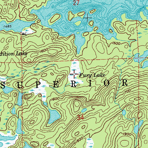 Topographic Map of Fury Lake, MN