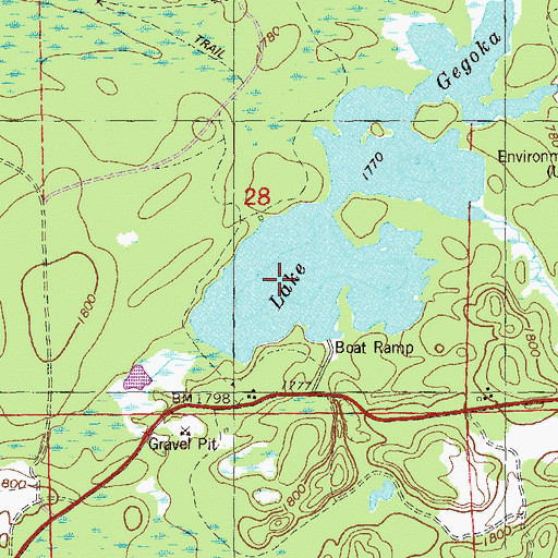 Topographic Map of Lake Gegoka, MN