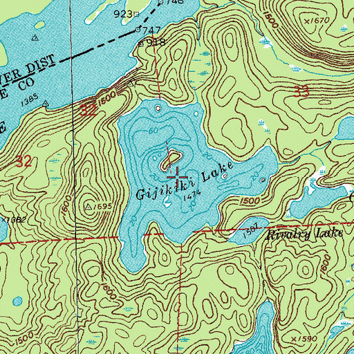 Topographic Map of Gijikiki Lake, MN