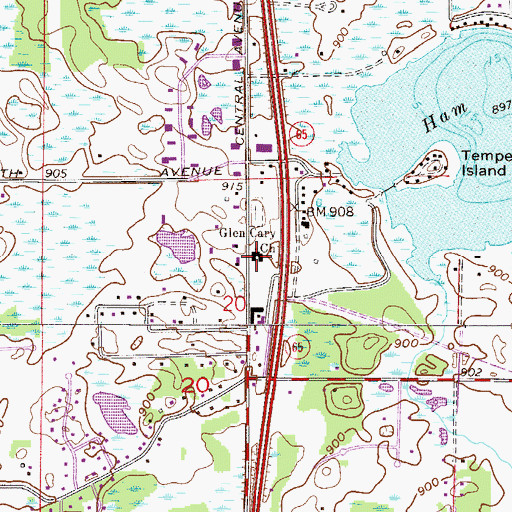 Topographic Map of Glen Cary Church, MN