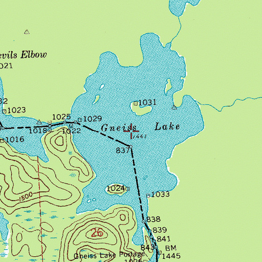 Topographic Map of Gneiss Lake, MN