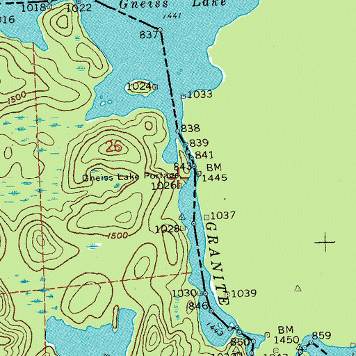 Topographic Map of Gneiss Lake Portage, MN