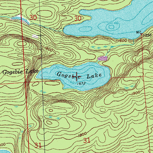 Topographic Map of Gogebic Lake, MN