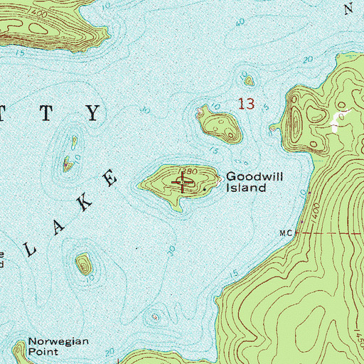 Topographic Map of Goodwill Island, MN