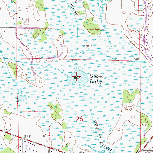 Topographic Map of Goose Lake, MN
