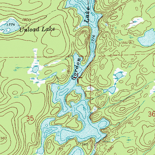 Topographic Map of Gordon Lake, MN