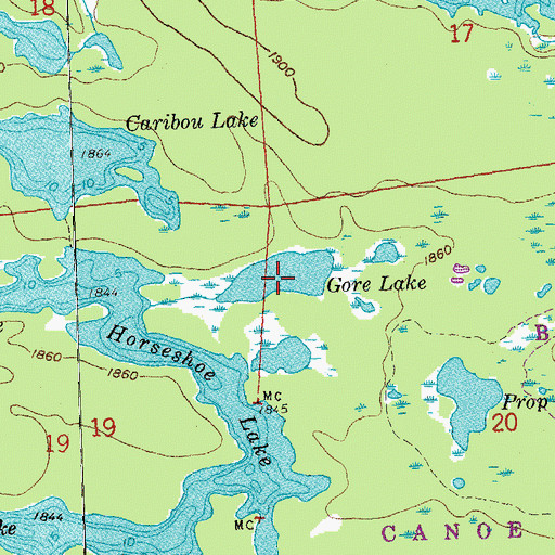 Topographic Map of Gore Lake, MN
