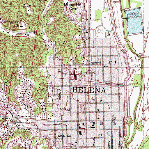 Topographic Map of Northend School, AR