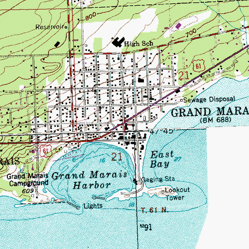 Topographic Map of Grand Marais, MN