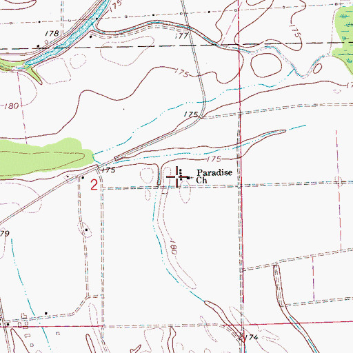 Topographic Map of Paradise School (historical), AR