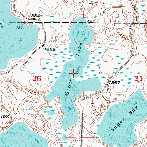 Topographic Map of Grass Lake, MN