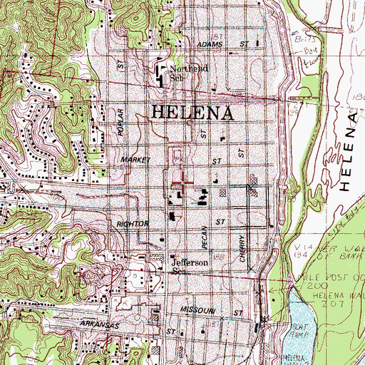 Topographic Map of Perry Street Historic District, AR