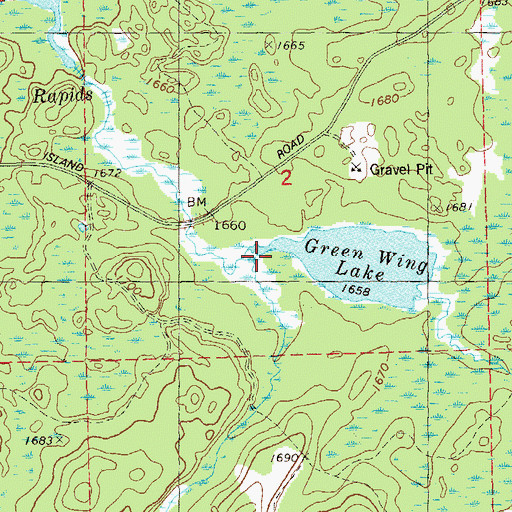 Topographic Map of Green Wing Creek, MN