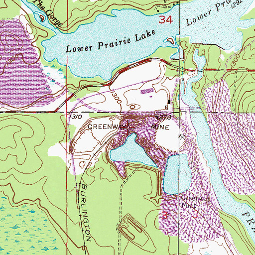 Topographic Map of Greenway Mine, MN