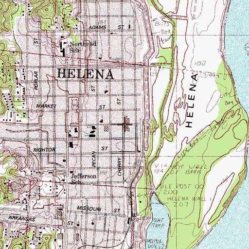Topographic Map of Phillips County Courthouse, AR