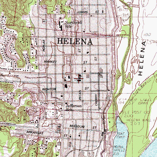 Topographic Map of Phillips County Museum, AR