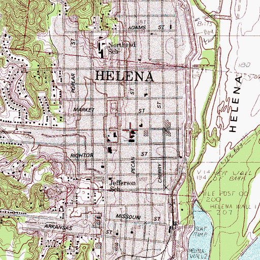 Topographic Map of Saint Johns Episcopal Church, AR