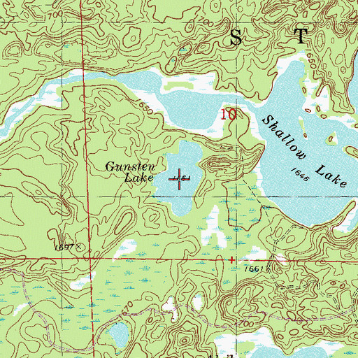 Topographic Map of Gunsten Lake, MN