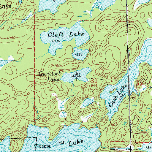 Topographic Map of Gunstock Lake, MN