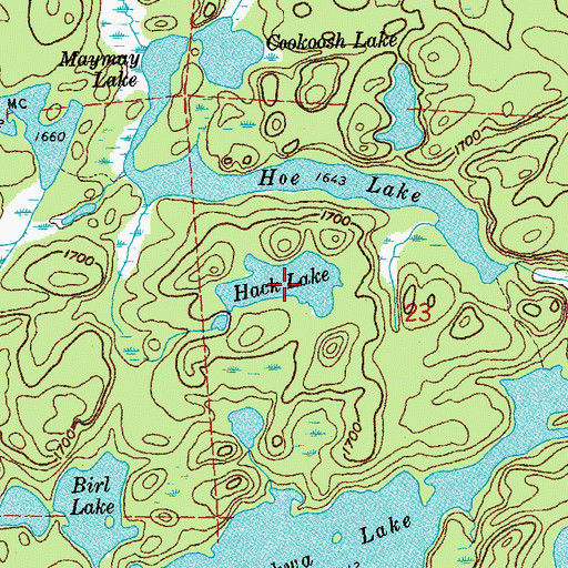 Topographic Map of Hack Lake, MN