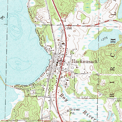 Topographic Map of Hackensack, MN