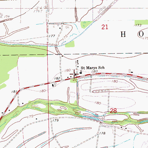 Topographic Map of Saint Marys Church, AR